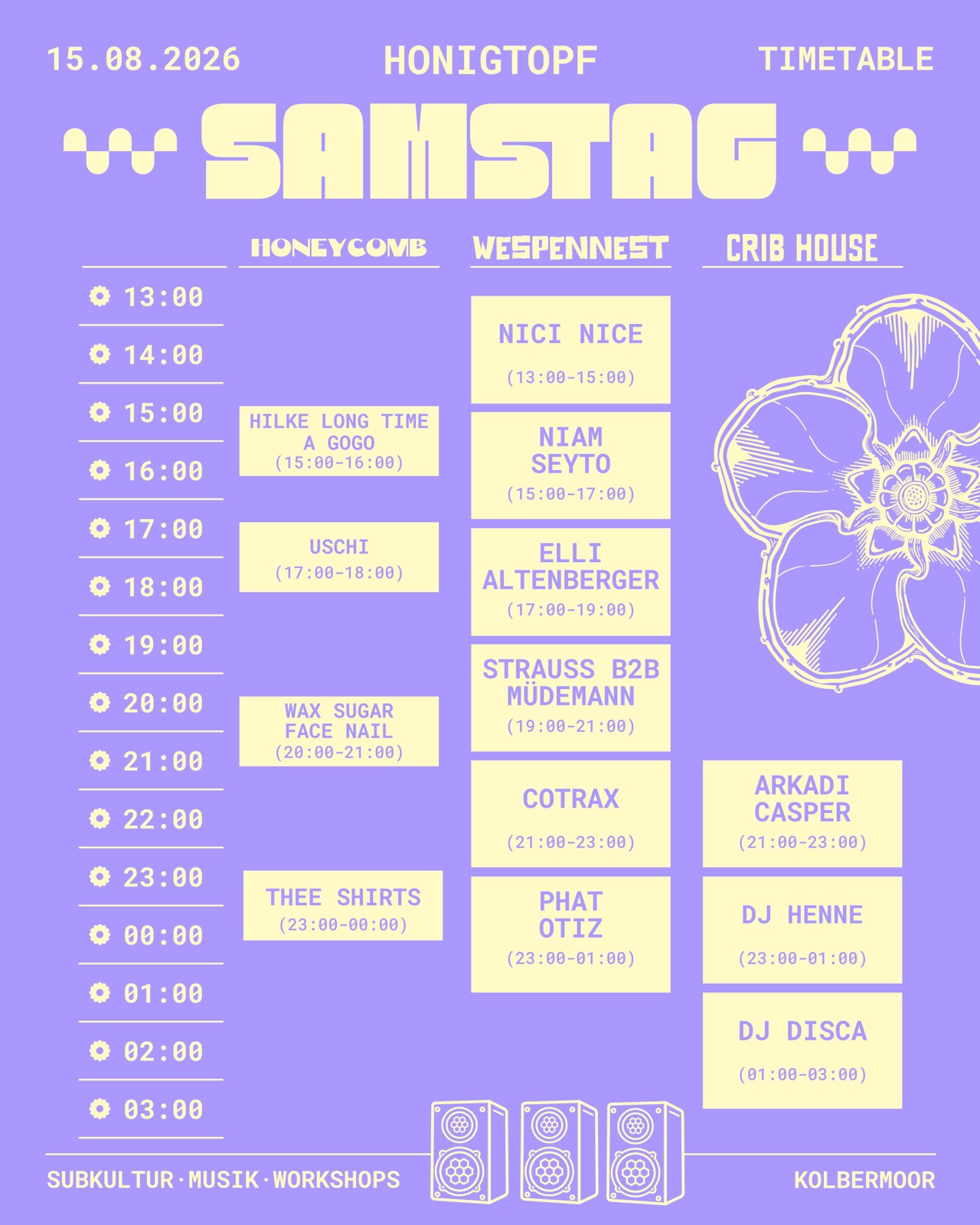 Timetable Samstag 15.08.2026