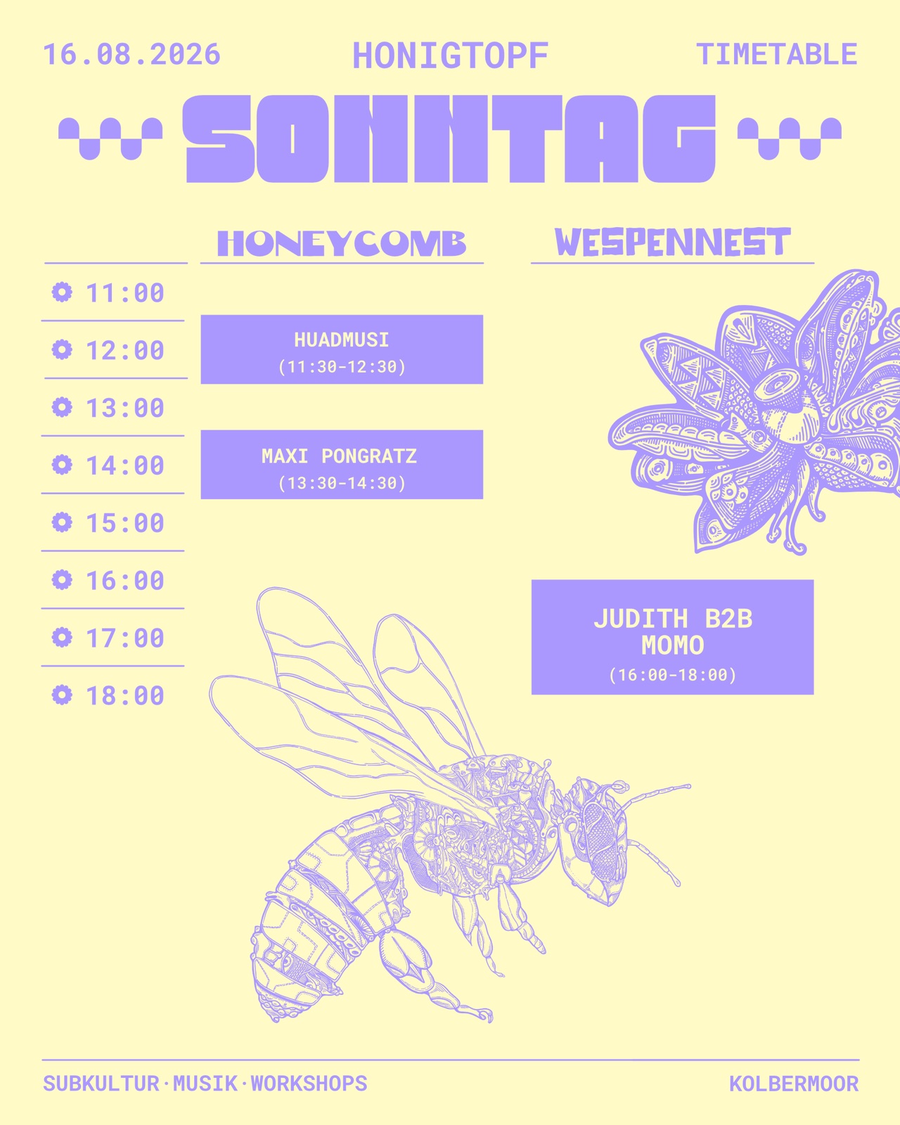 Timetable Sonntag 16.08.2026